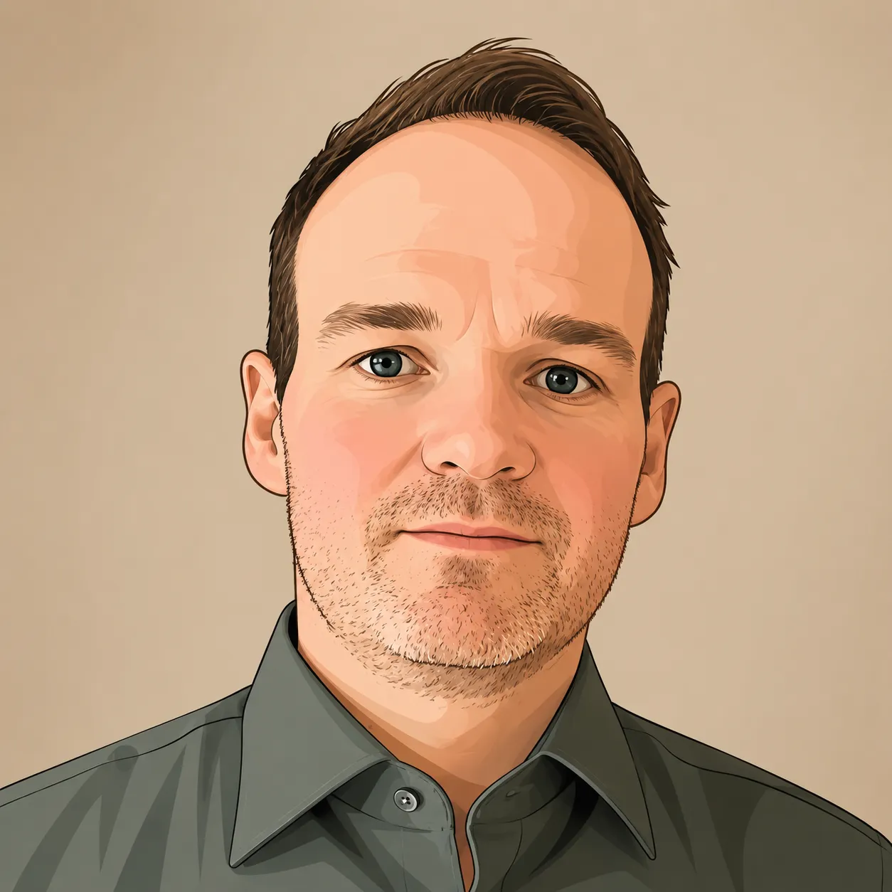 Cartoon portrait of Morten Abrahamsen